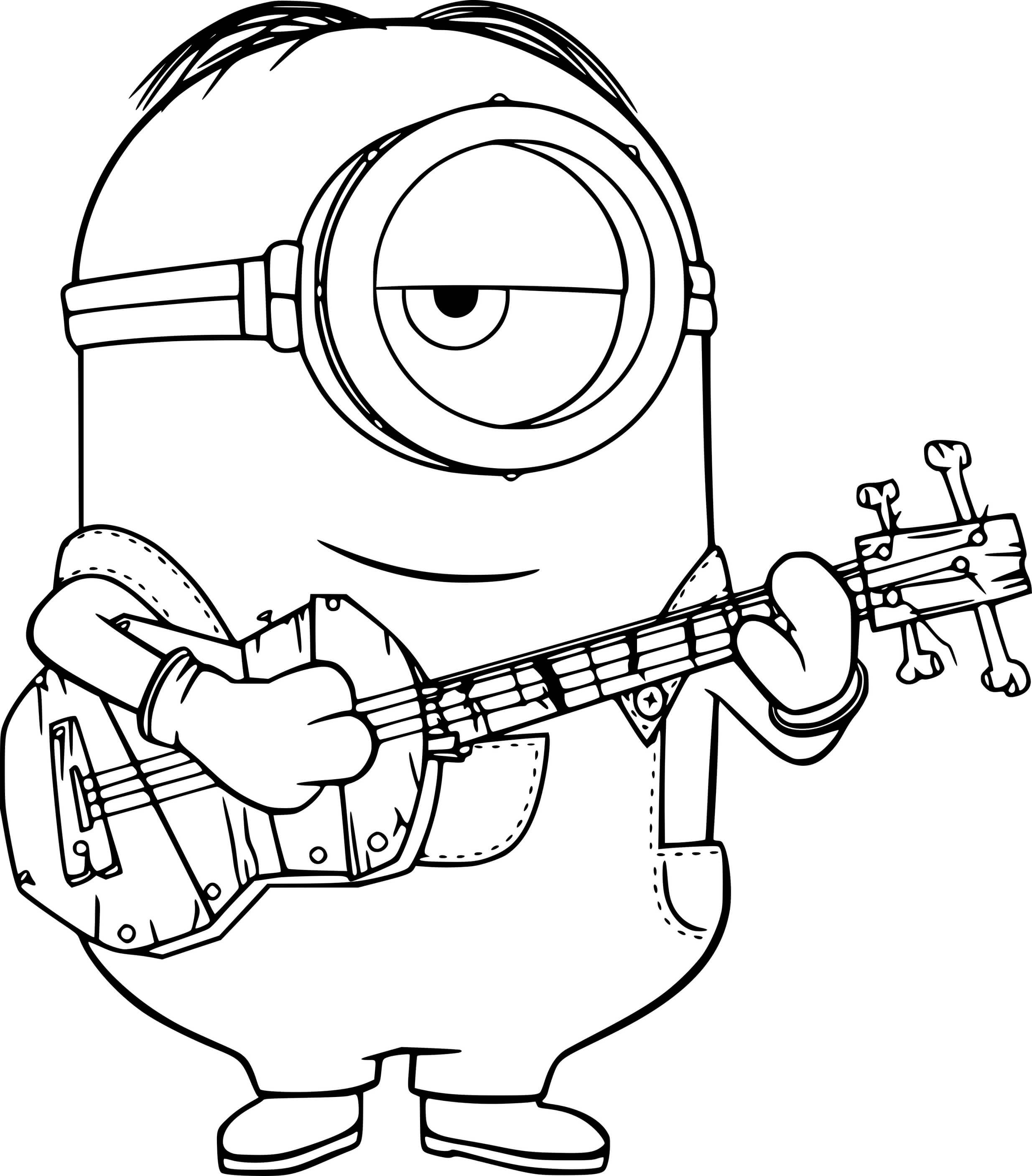 Stuart Playing Guitar Coloring Page