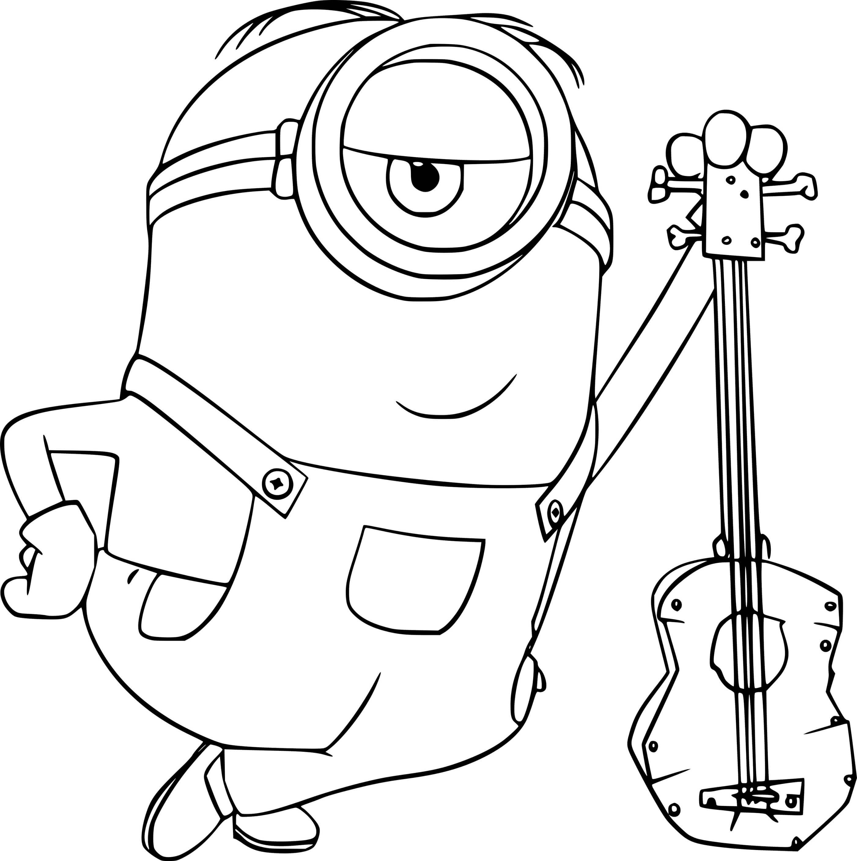 Stuart And His Guitar Coloring Page