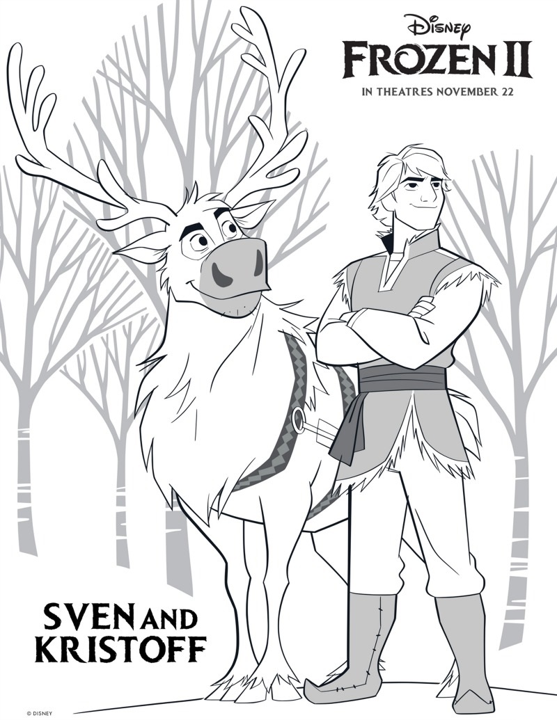 Sven And Kristoff From Frozen 2 Coloring Page