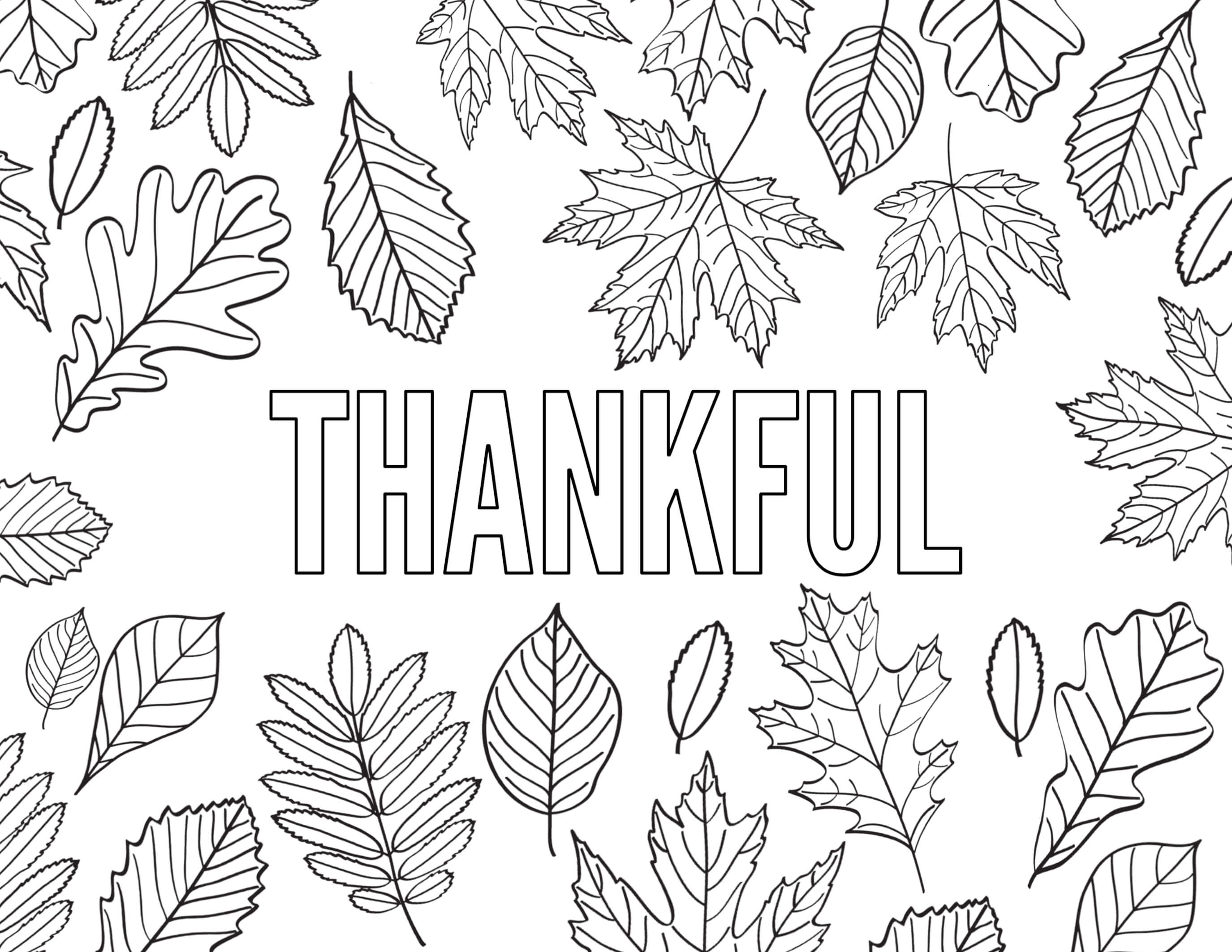 Thankful Thanksgiving Coloring Page