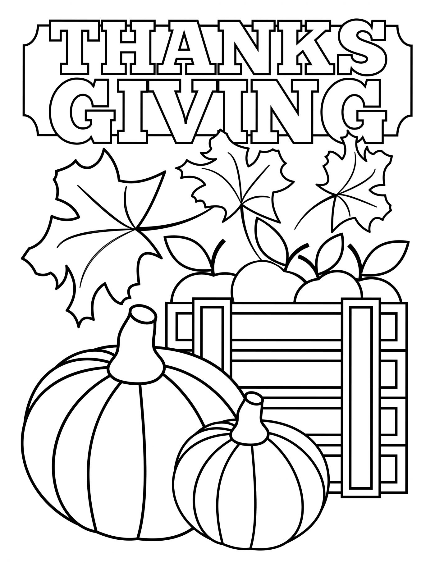 Thanksgiving Leaves And Pumpkins Coloring Page