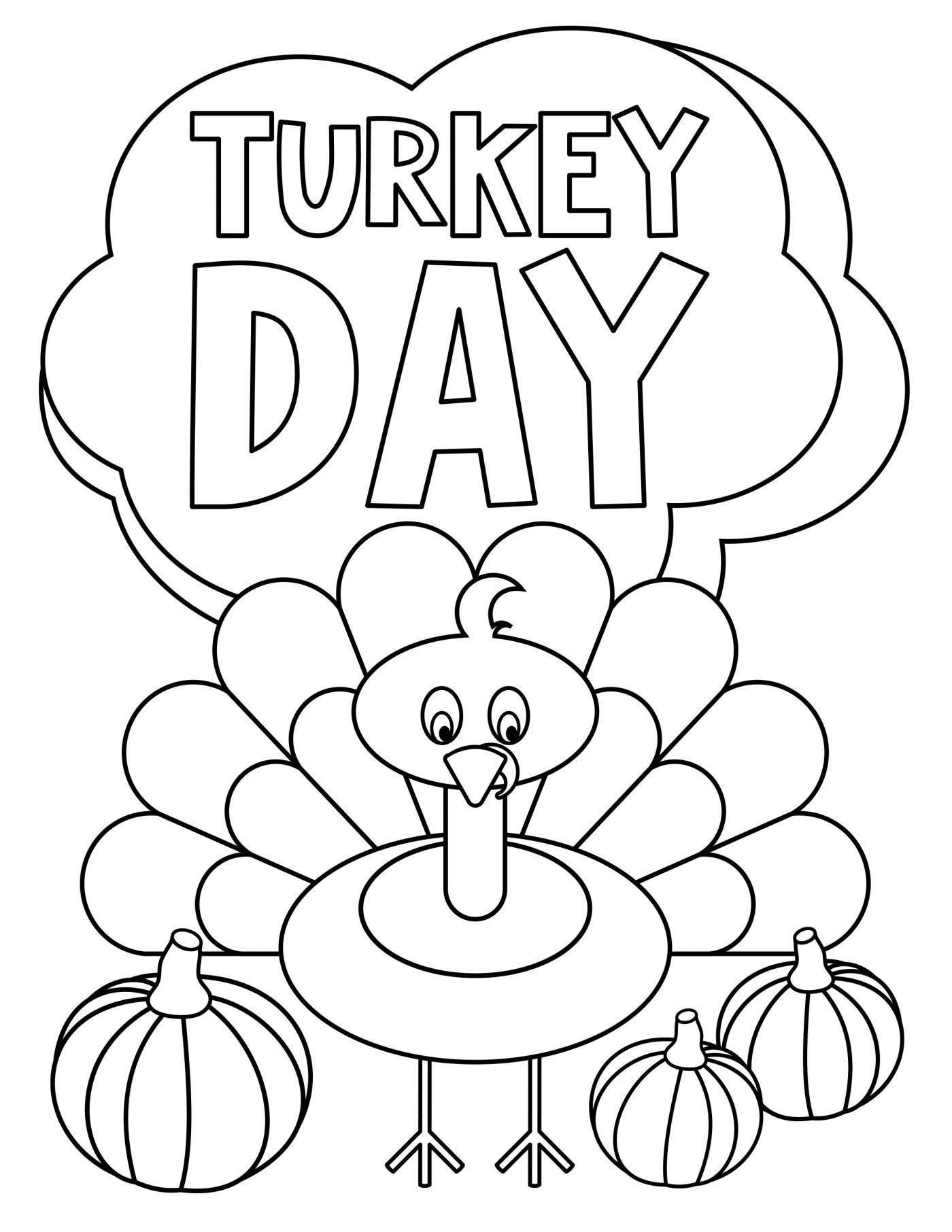 Thanksgiving Turkey Day Coloring Page
