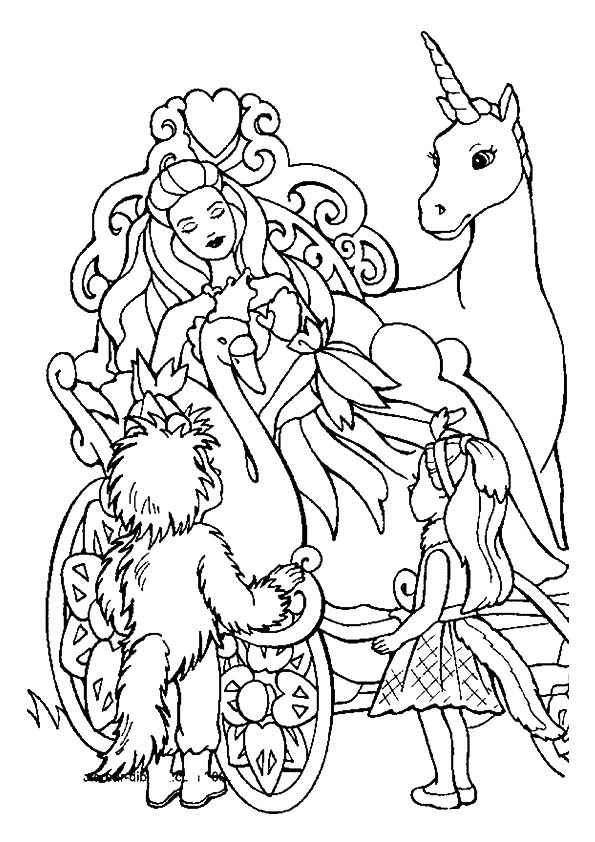 The Barbie And The Unicorn Princess Coloring Page