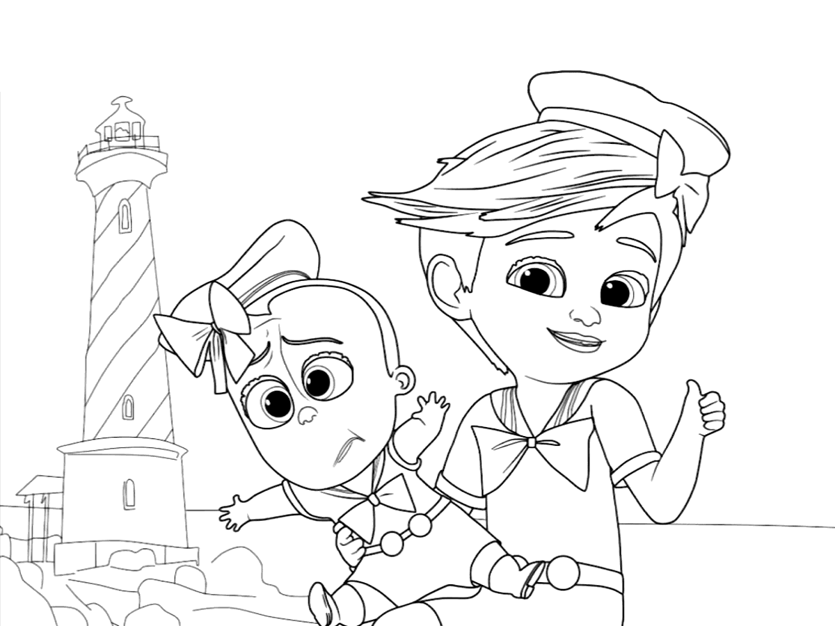 Tim And The Boss Baby Up For Some Adventure Coloring Page