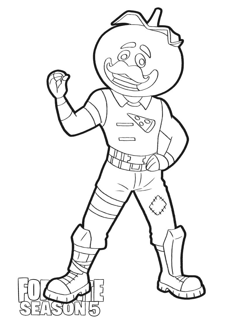 Tomatohead Skin From Fortnite Season 5 Coloring Page