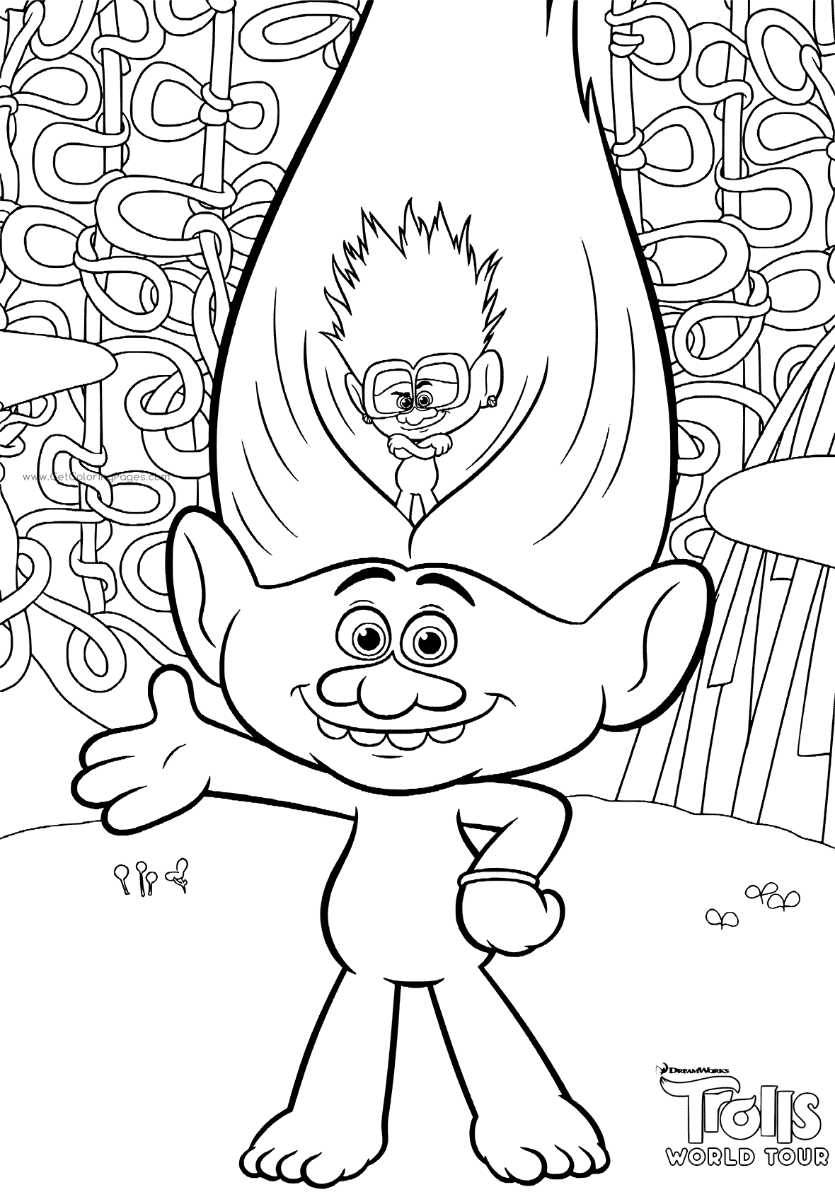 Trolls 2 Coloring Page