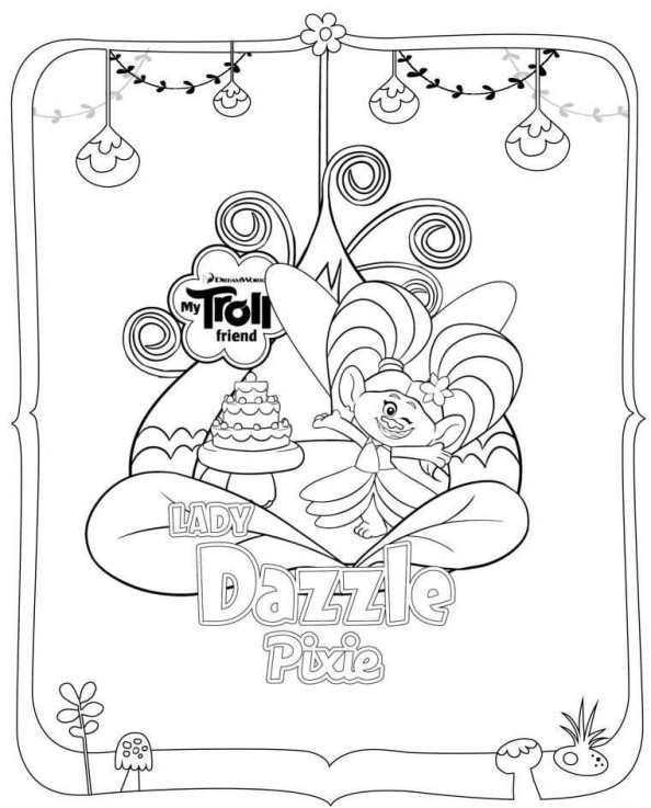 Trolls Dazzle Pixie Coloring Page