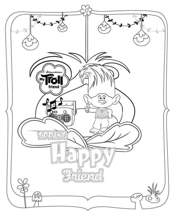 Trolls Movie 2016 Spring Happy Friend Coloring Page