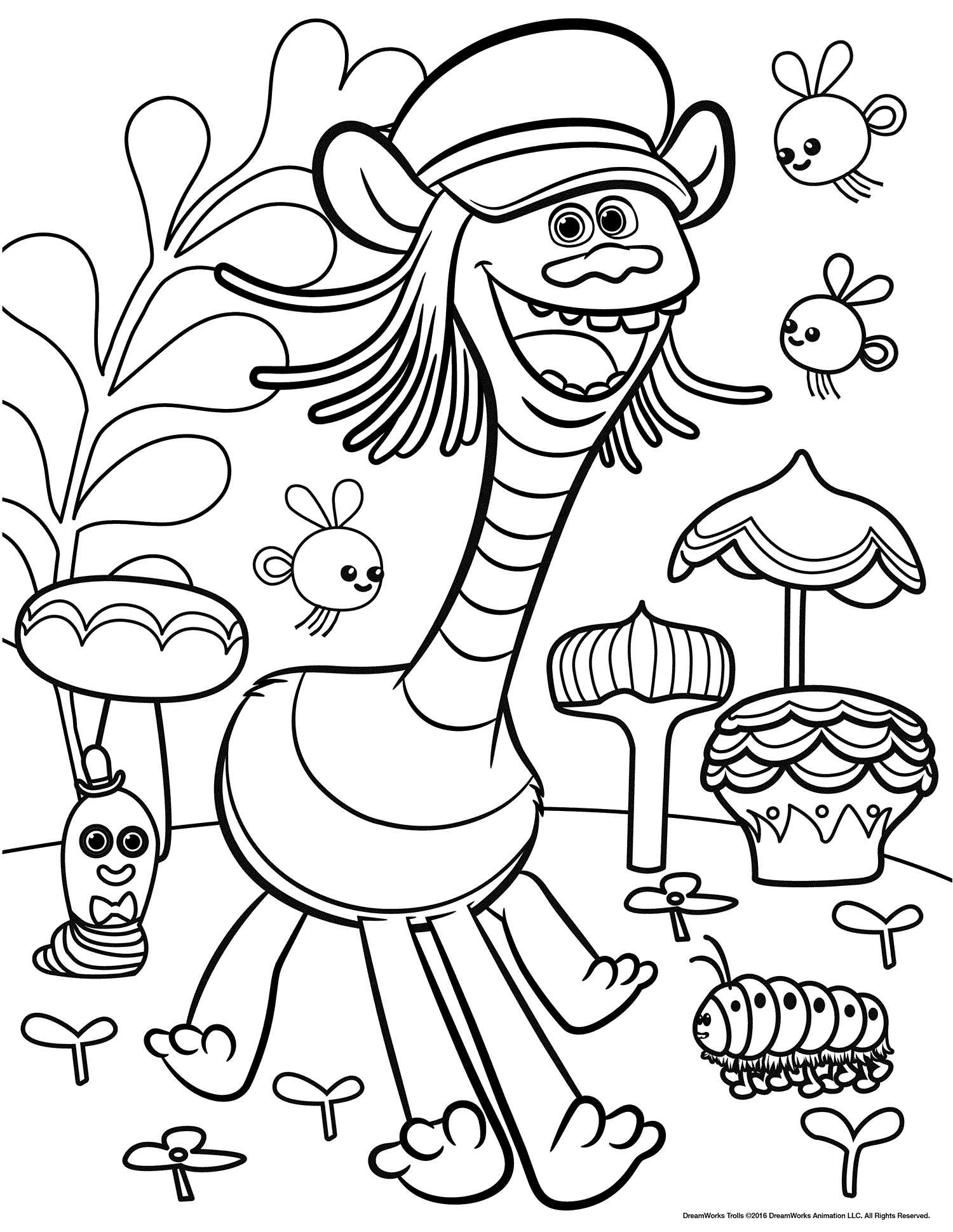 Trolls Movie Color Troll Coloring Page