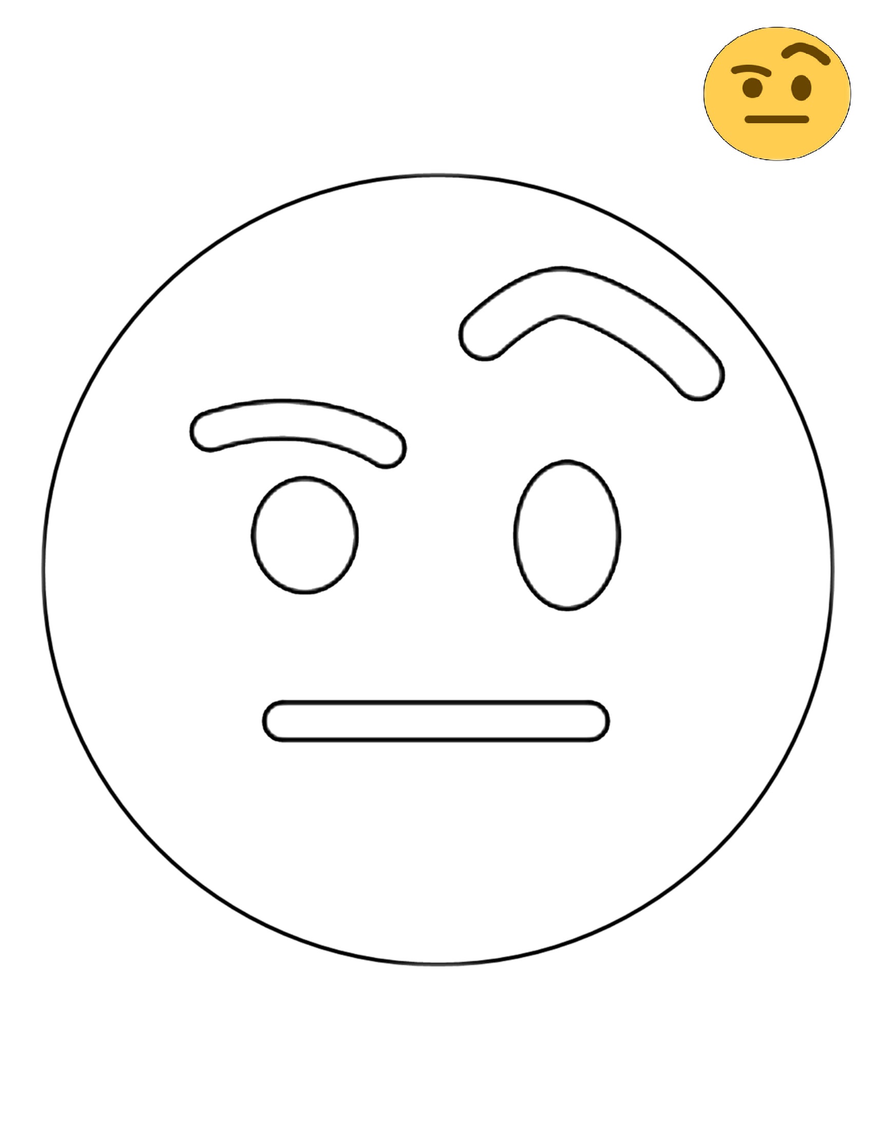 Twitter Raised Eyebrow Emoji Coloring Page