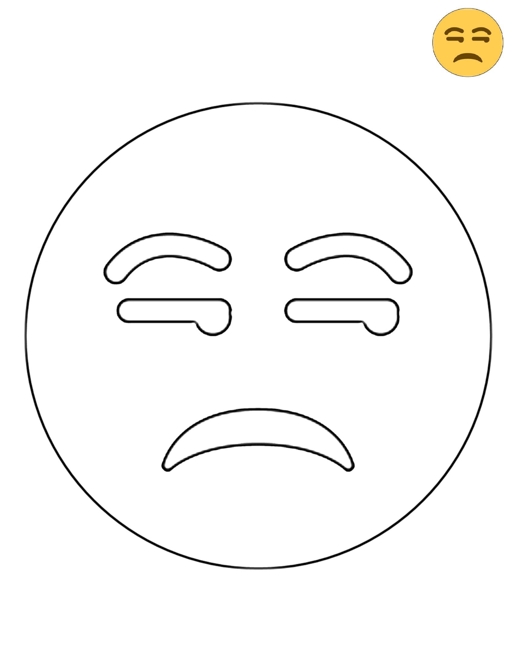 Twitter Unamused Face Emoji Coloring Page