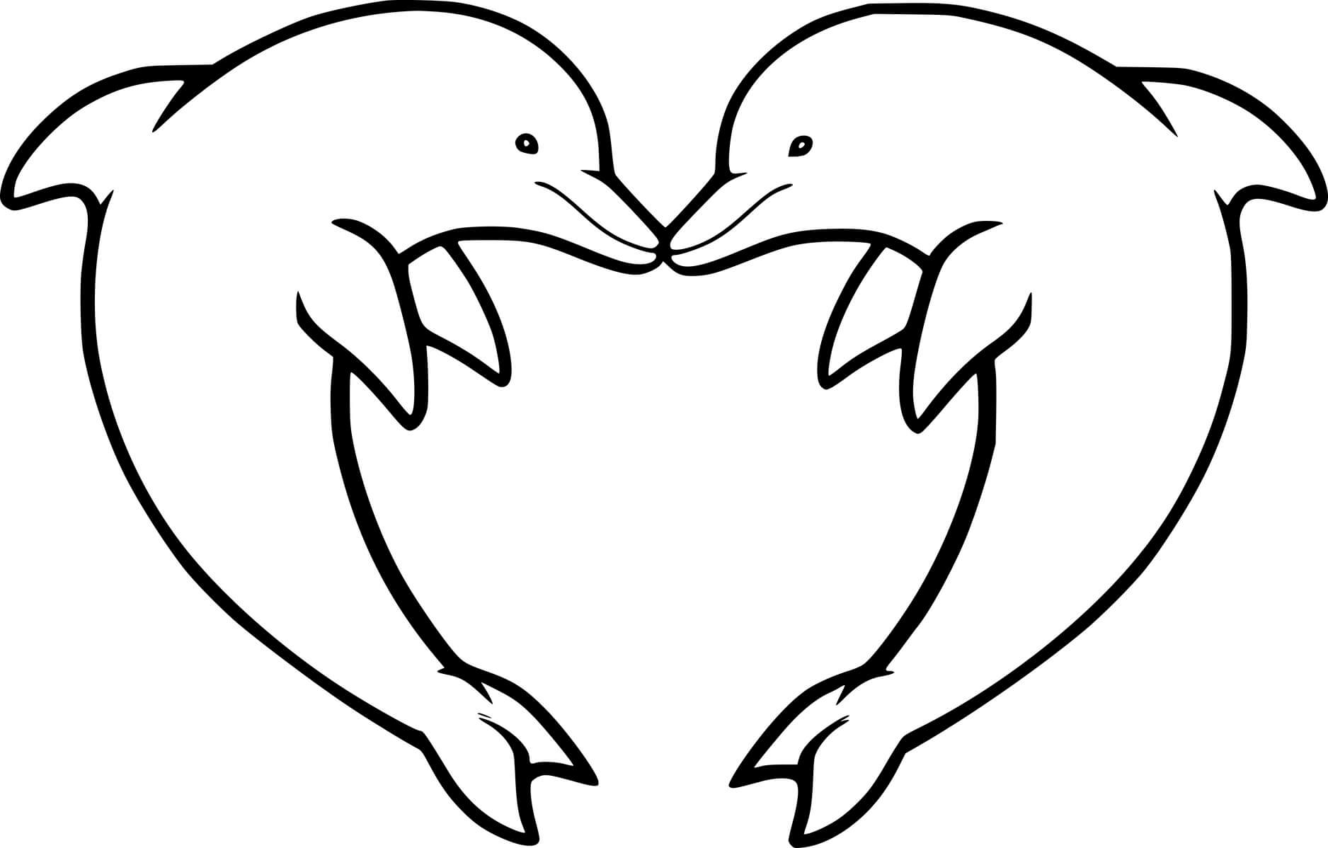 Two Dolphins Shaped A Heart