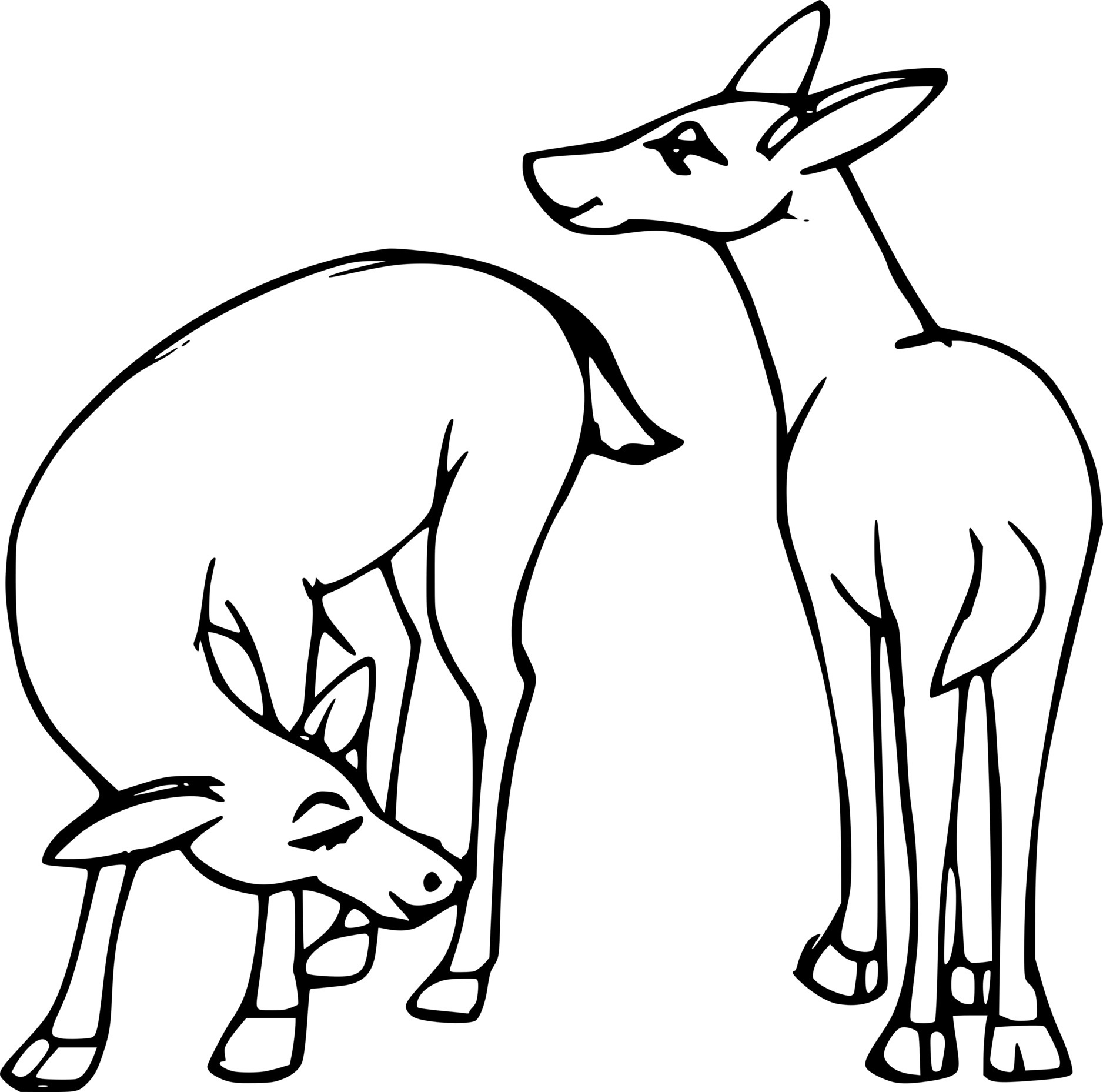 Two Little Deer Coloring Page