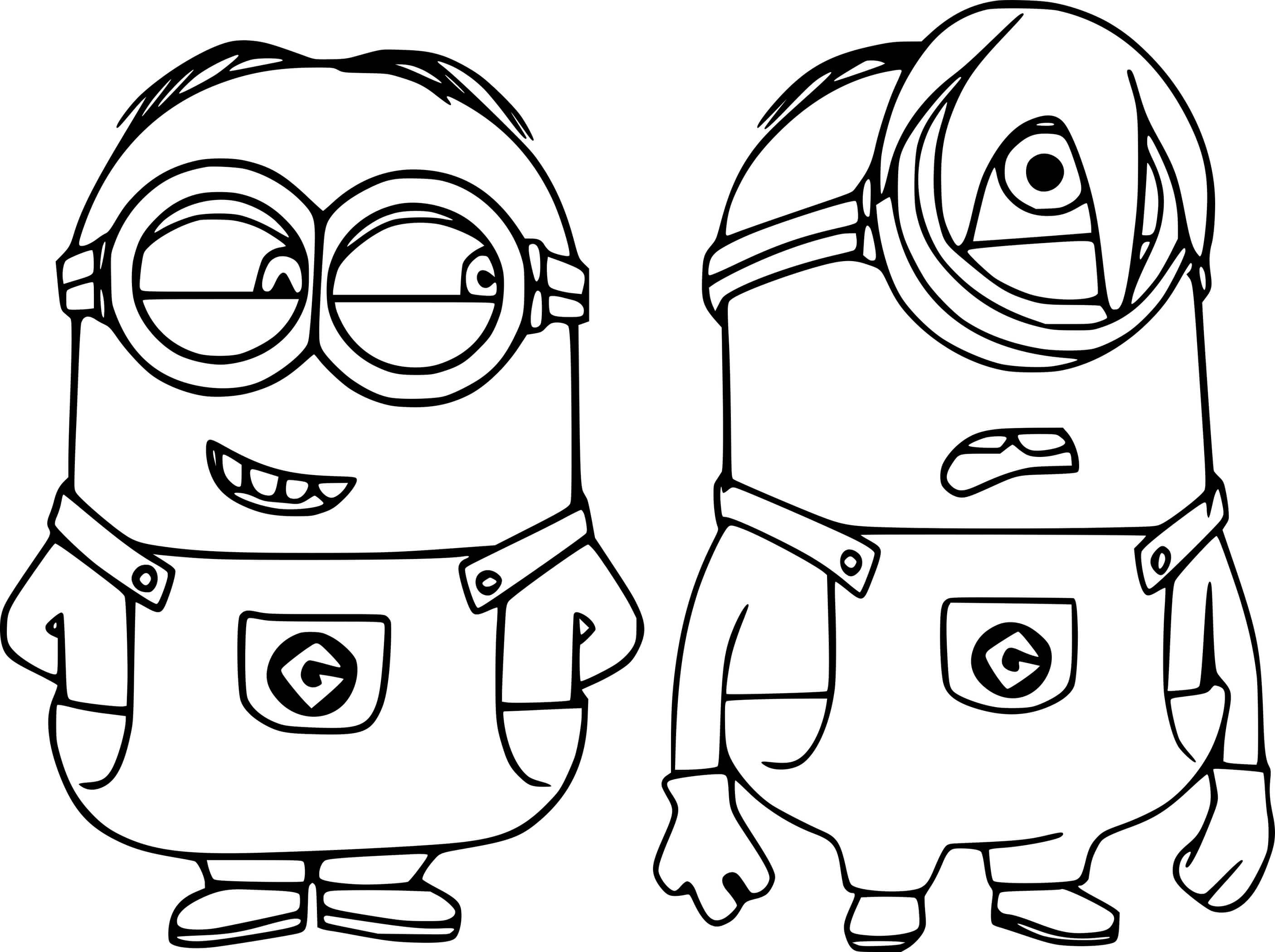 Two Naughty Minions Coloring Page