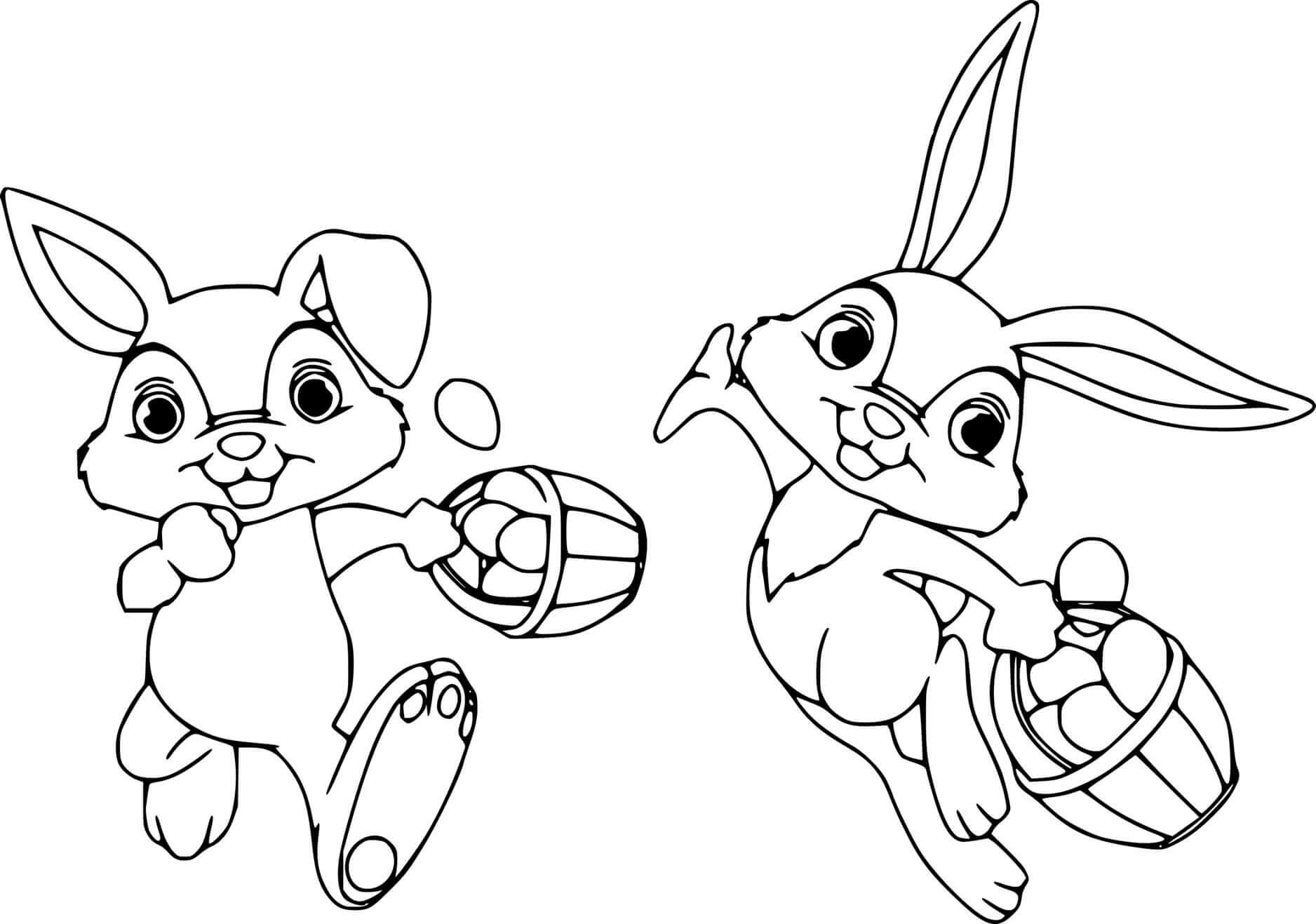 Two Running Easter Bunnies