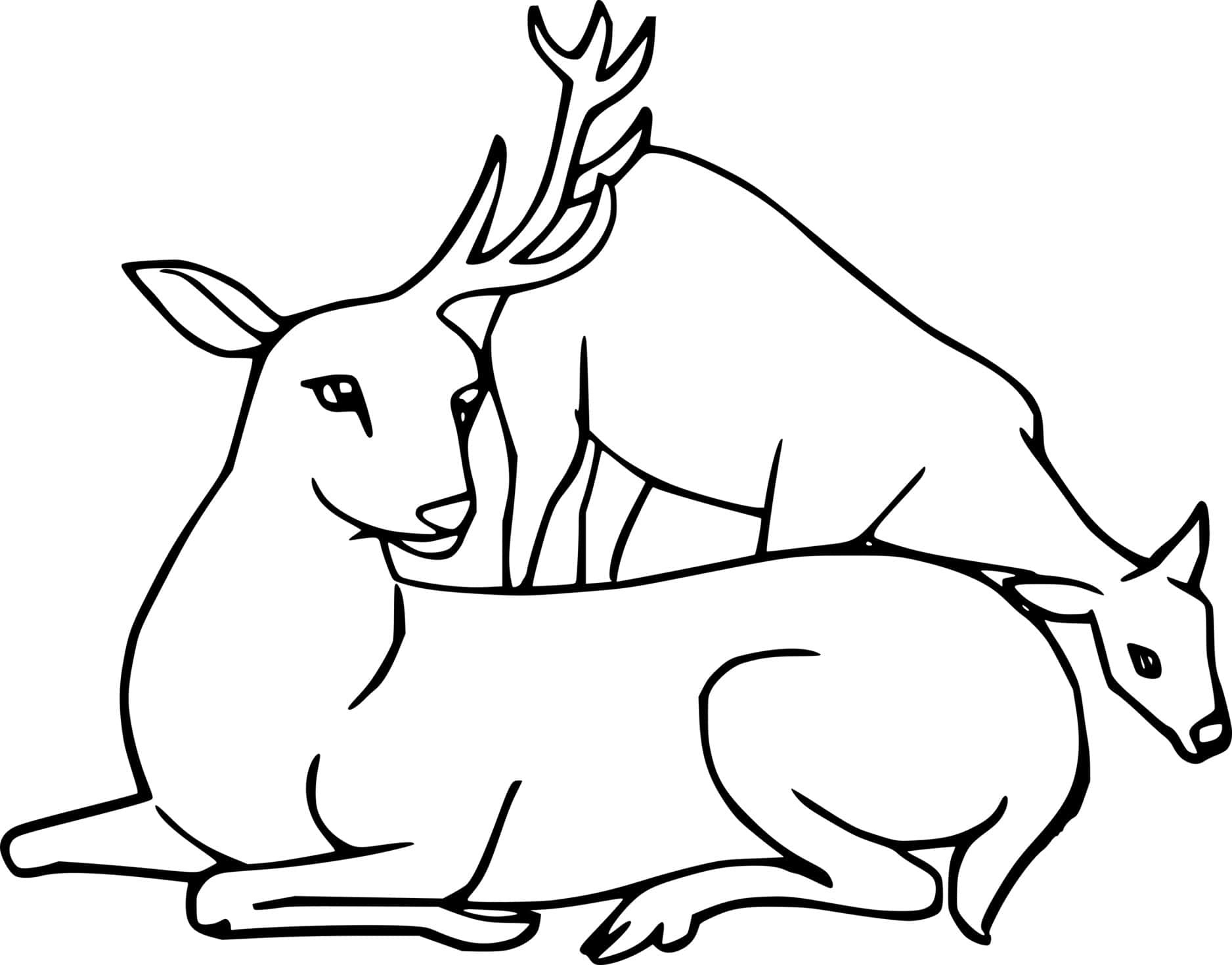 Two Simple Deer Coloring Page