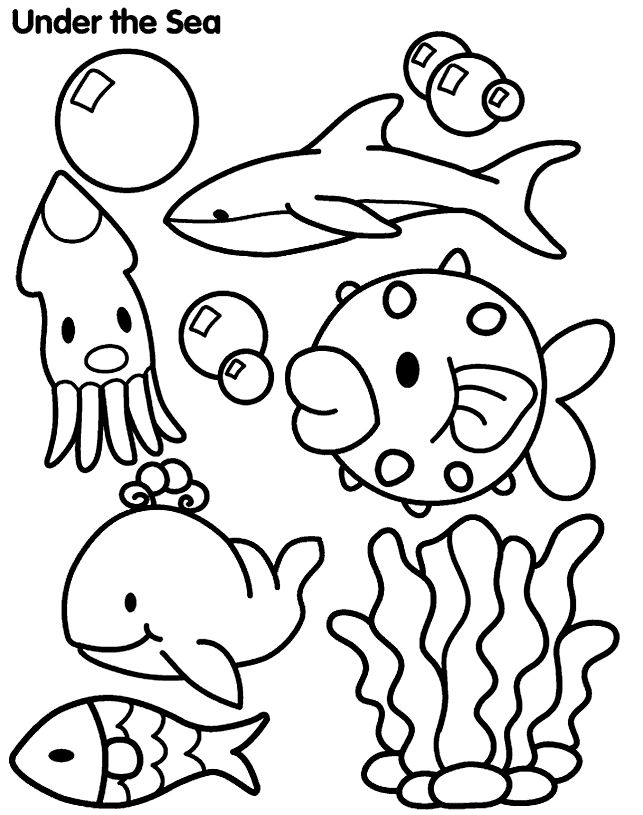 Under The Sea Creatures Coloring Page