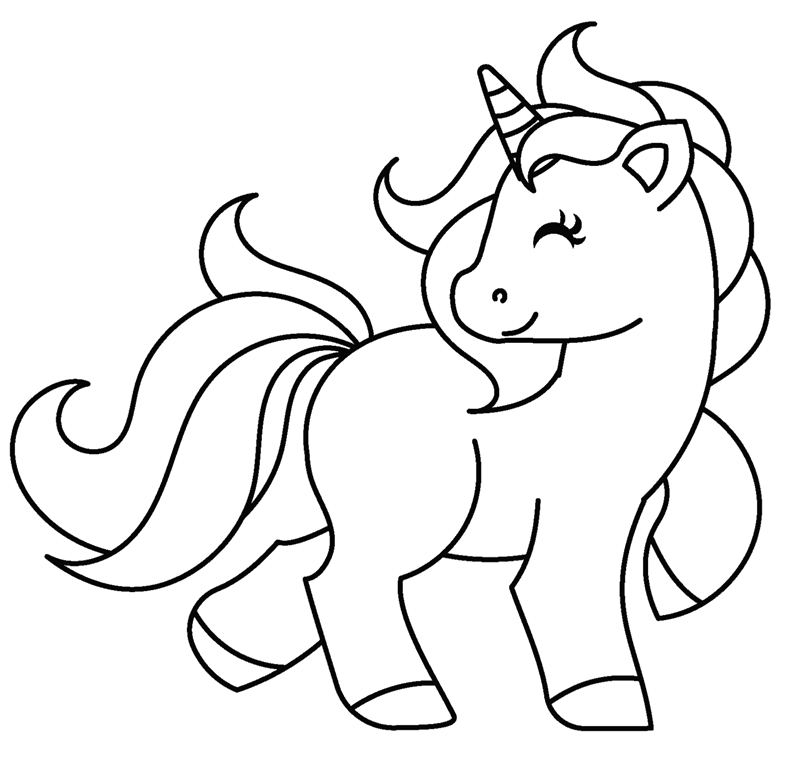Unicorn Turning His Head Coloring Page