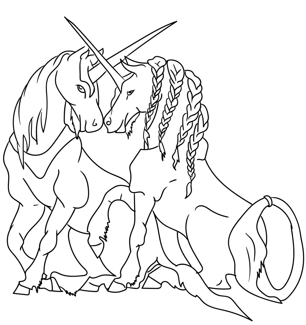 Unicorns In Love For Ever Coloring Page