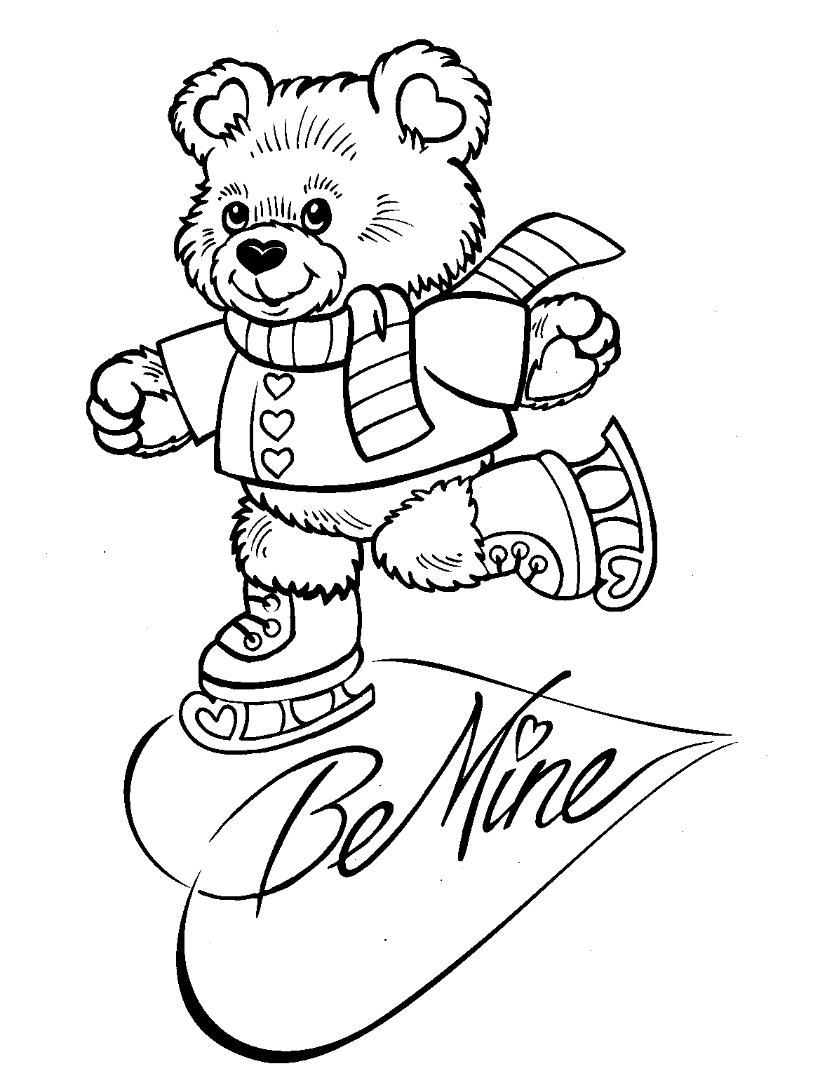Valentine Heart Be Mine Love Coloring Page