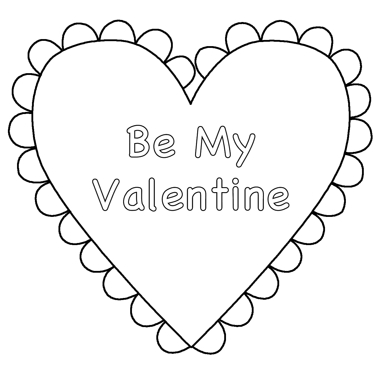 Valentine Heart Be Mine Coloring Page