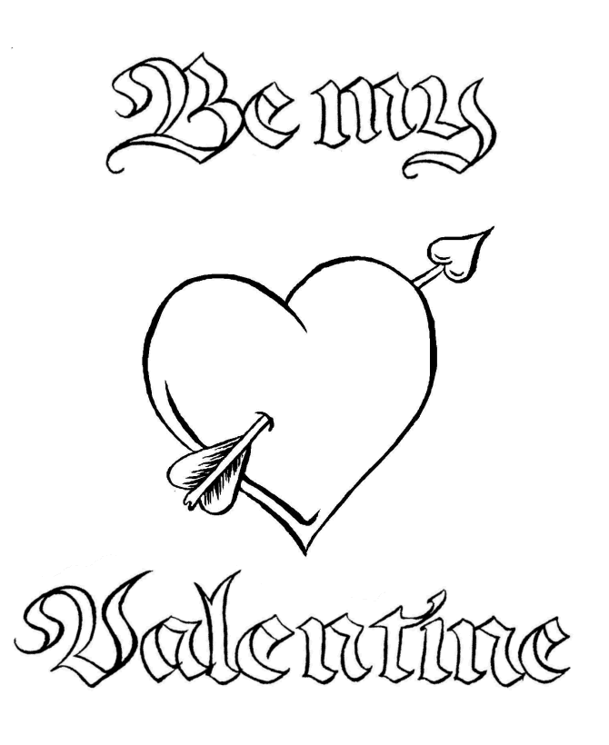 Valentine Heart Be My Valentine Coloring Page