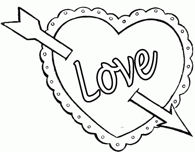 Valentine Heart Love Coloring Page