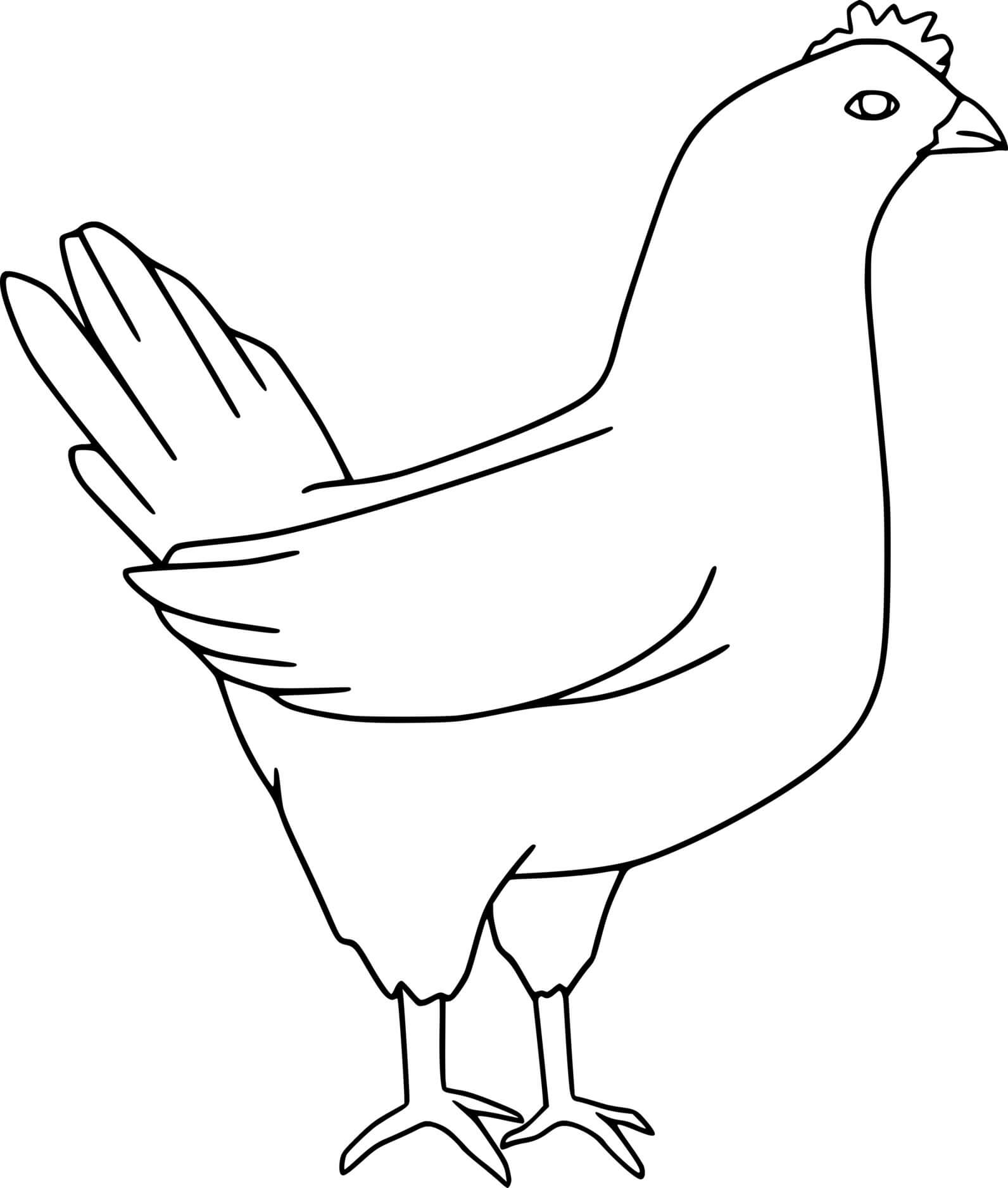 Very Easy Chicken Coloring Page