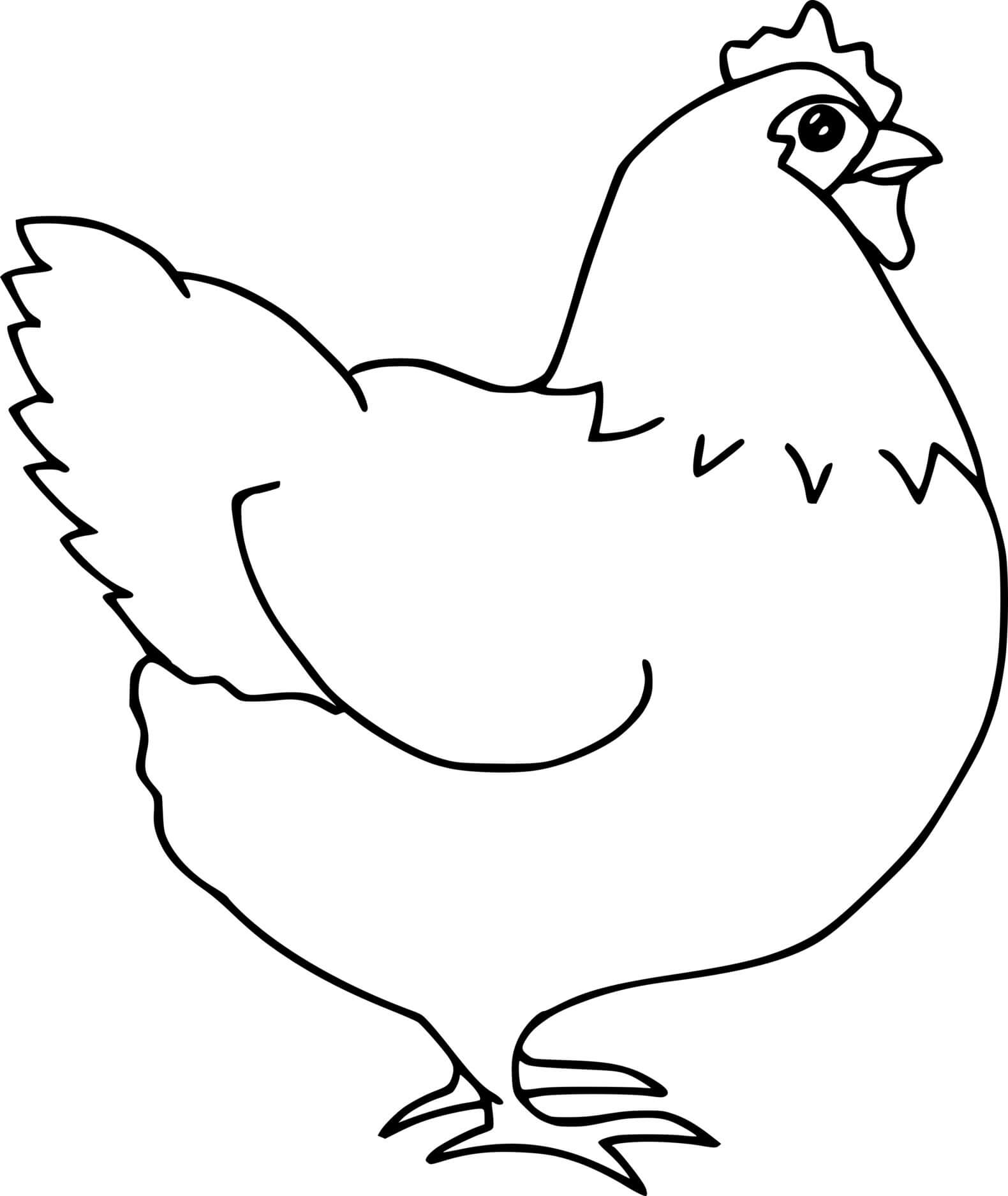 Very Simple Chicken Coloring Page