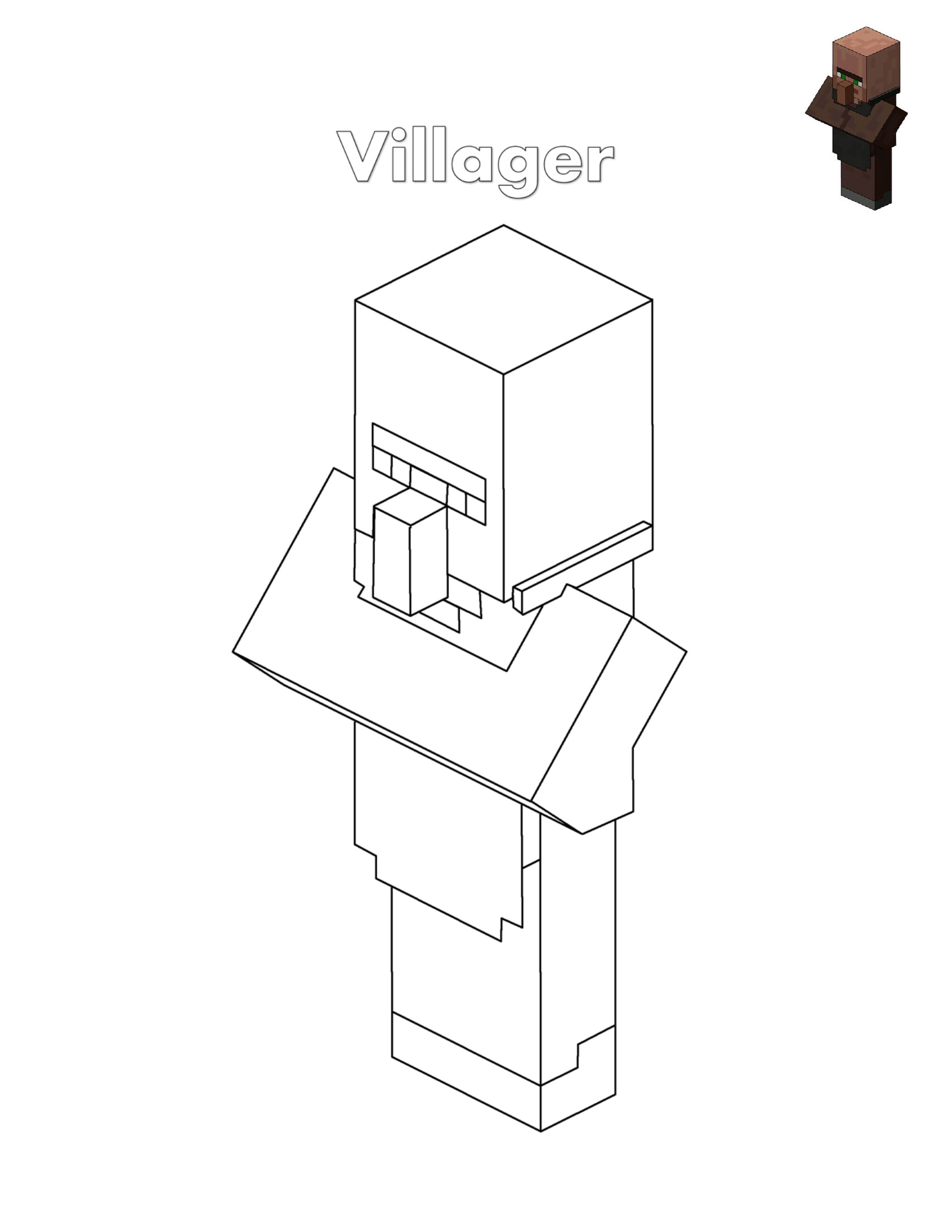 Villager Minecraft Coloring Page