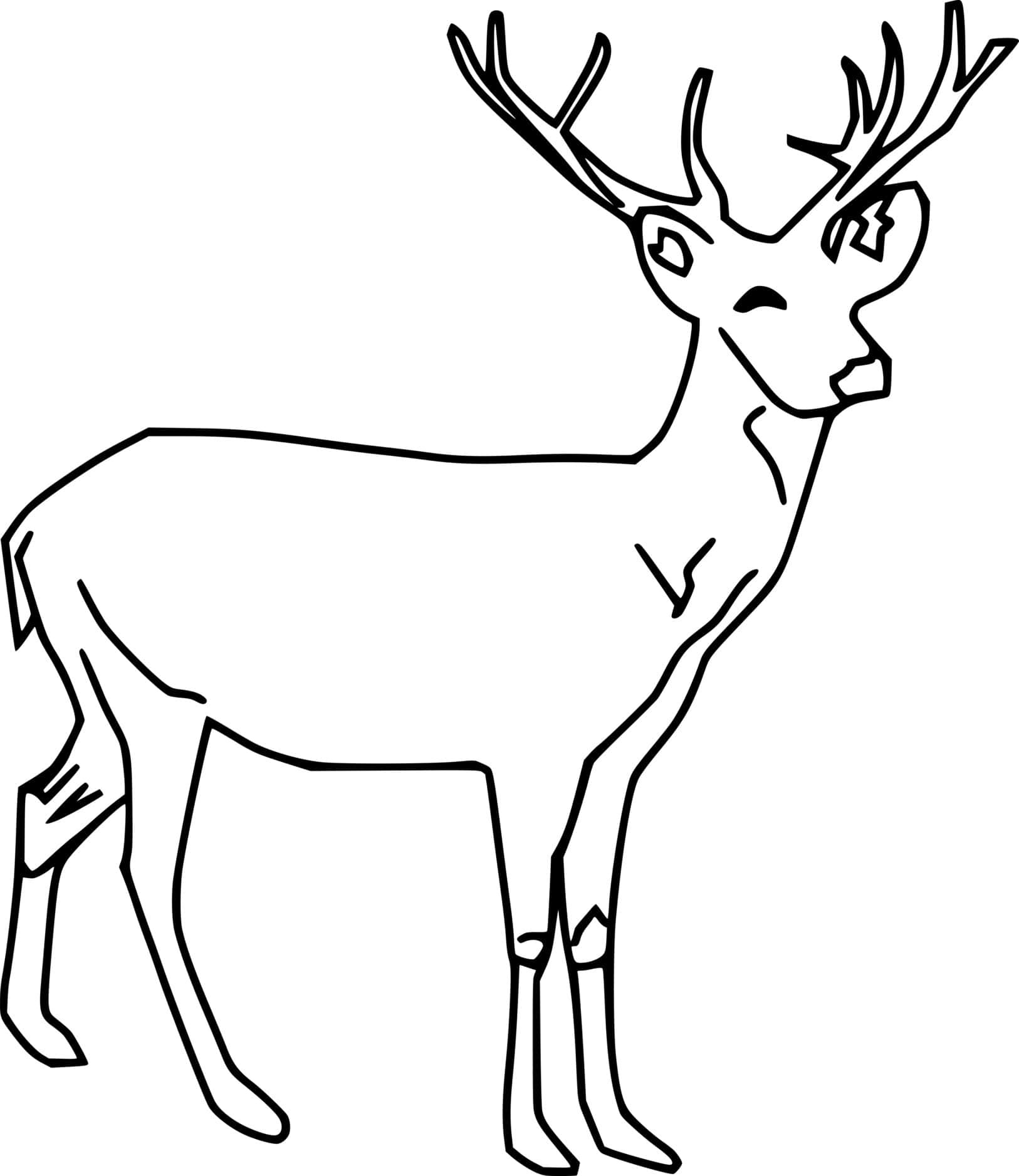 Walking Simple Deer Coloring Page