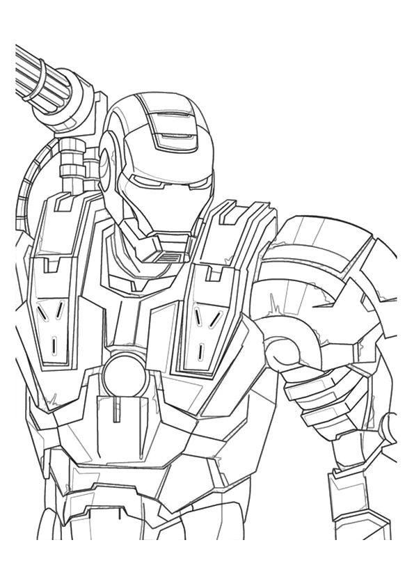 War Machine A4 Avengers Marvel Coloring Page