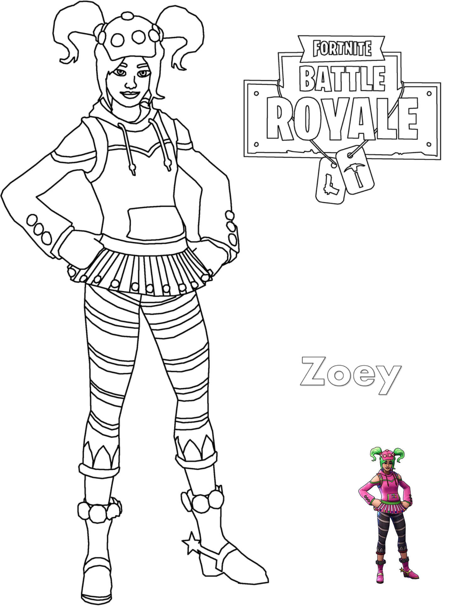 Zoey Fortnite Girl Coloring Page