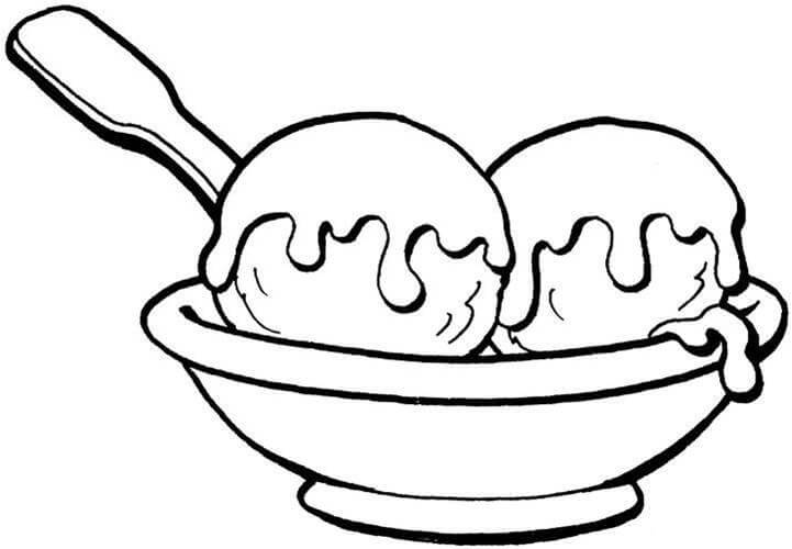 A Bowl of Ice Cream Coloring Page