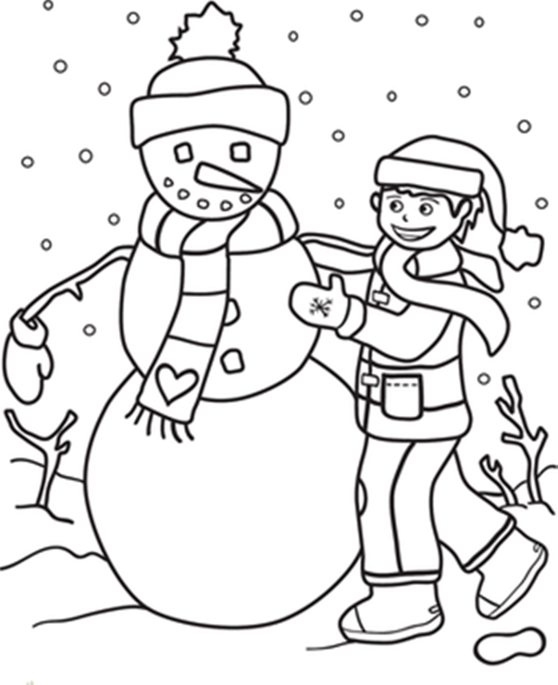 A Boy Making Snowman S To Print 4de6 Coloring Page