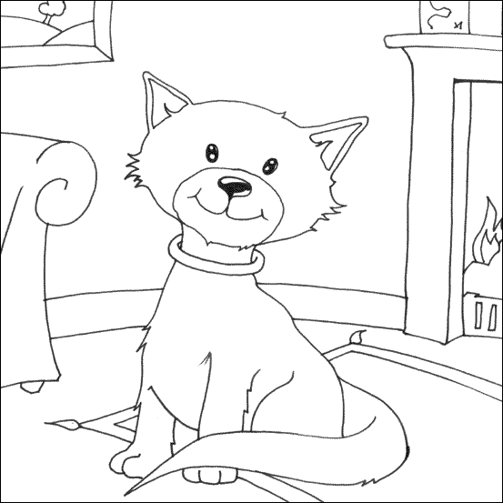 A Cat In A House Animal S86a6 Coloring Page