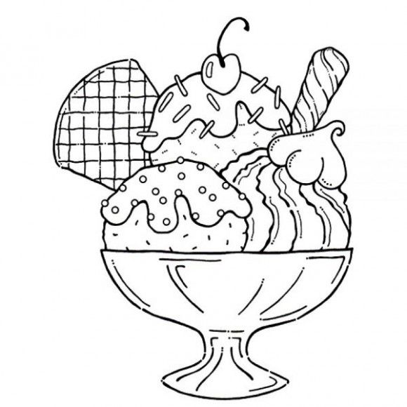 A Glass of Ice Cream Coloring Page