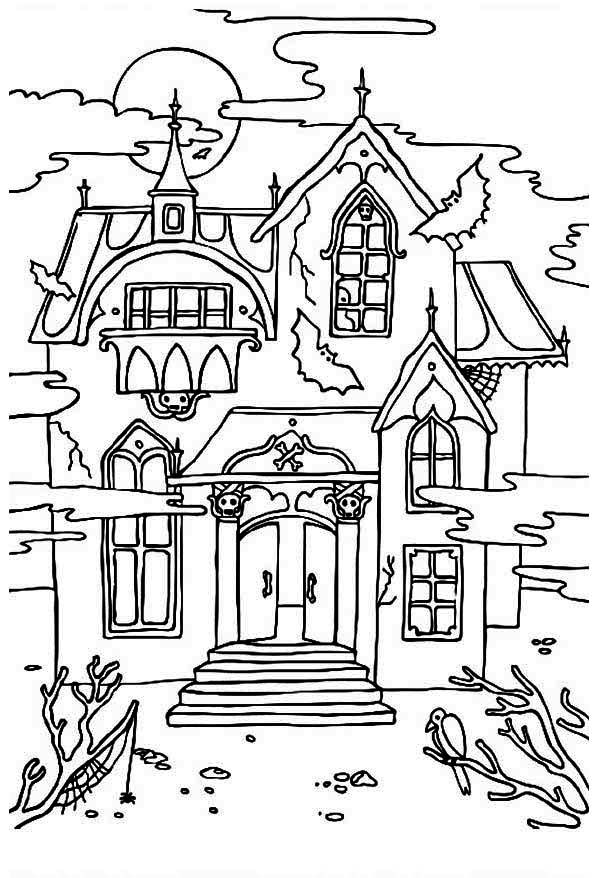 A Haunted House Coloring Page