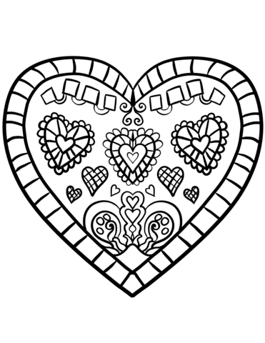 A Heart Decorated Coloring Page