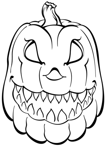 A Scary Pumpkin Coloring Page