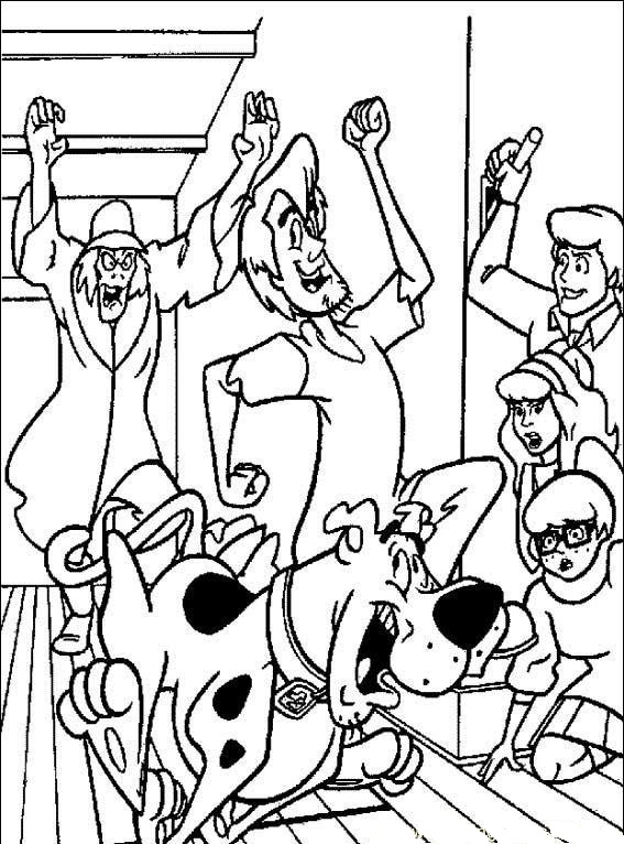 A Zombie Chasing Them All Scooby Doo Coloring Page
