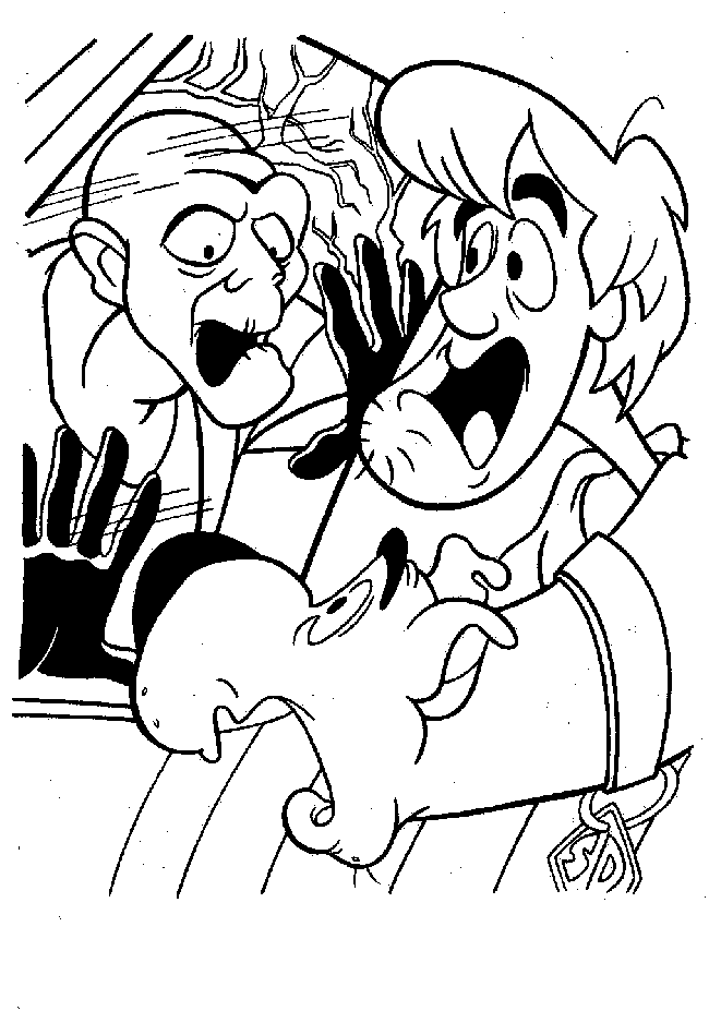 A Zombie In The Window Scooby Doo Coloring Page