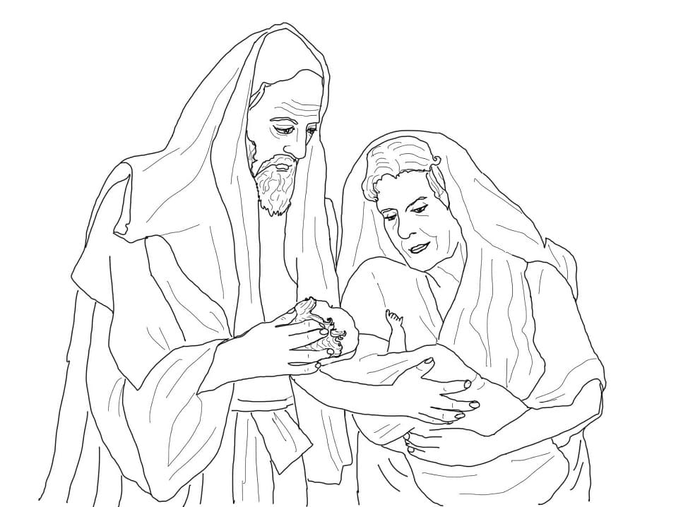 Abraham and Sarah and Issac Cool Coloring Page