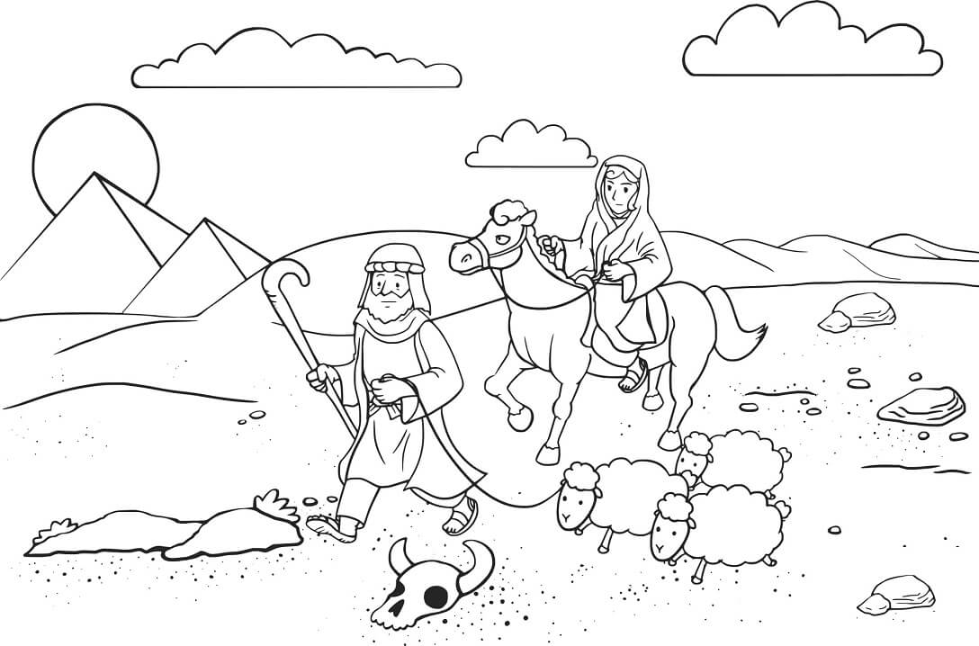 Abraham and Sarah Traveling to Egypt For Kids Coloring Page