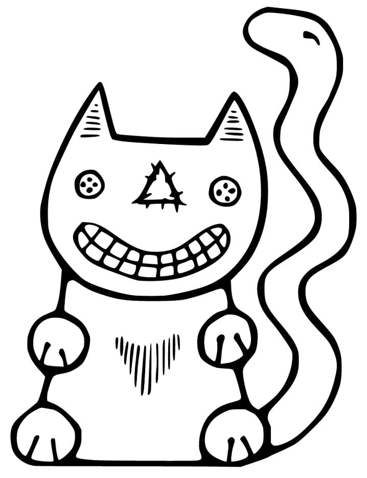 Abstract Halloween Cat Coloring Page