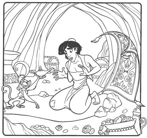 Abu Gives Magic Lamp To Aladdin Disney Coloring Pages0c24 Coloring Page