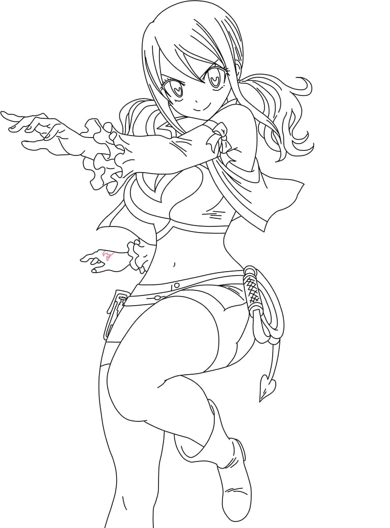 Action Lucy Heartfilia Coloring Page