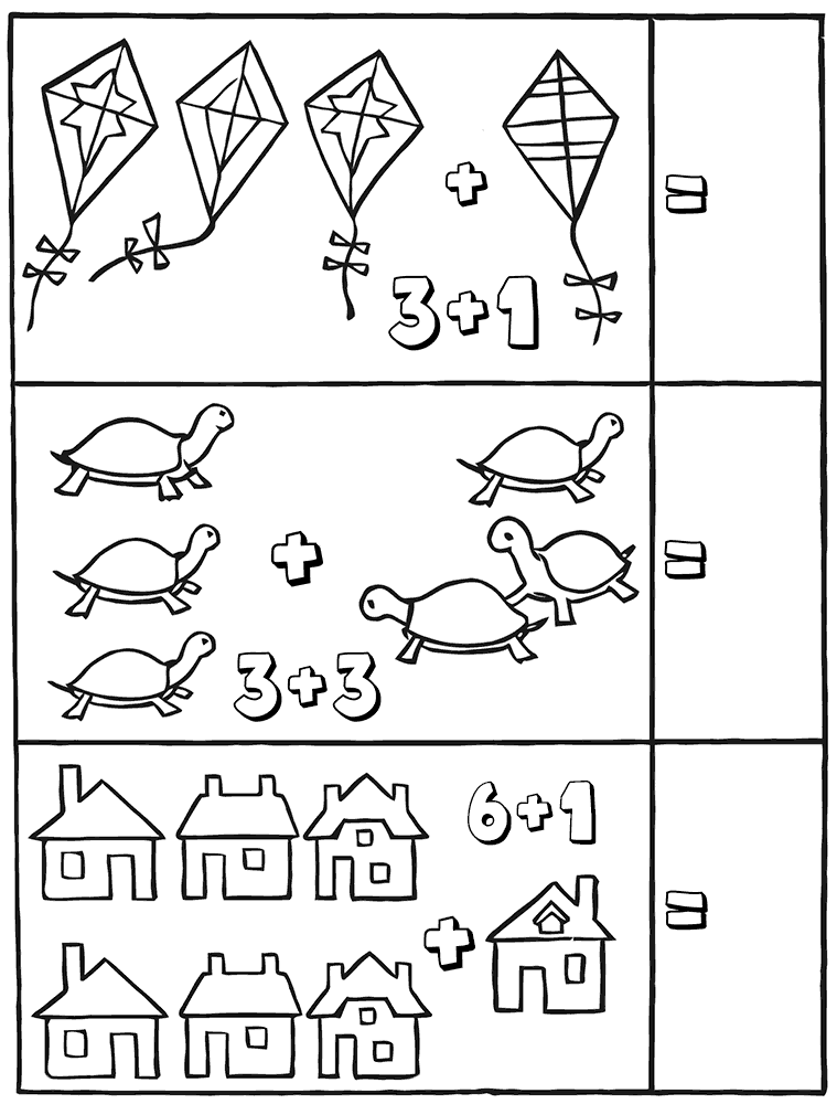 Add Pictures Kindergarten Math Worksheets Coloring Page