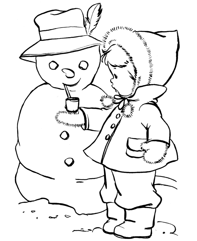 Adding The Corncob Pipe On The Snowman Coloring Coloring Page