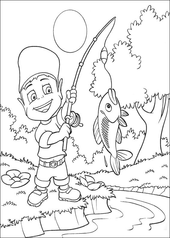 Adiboo Is Fishing Coloring Page